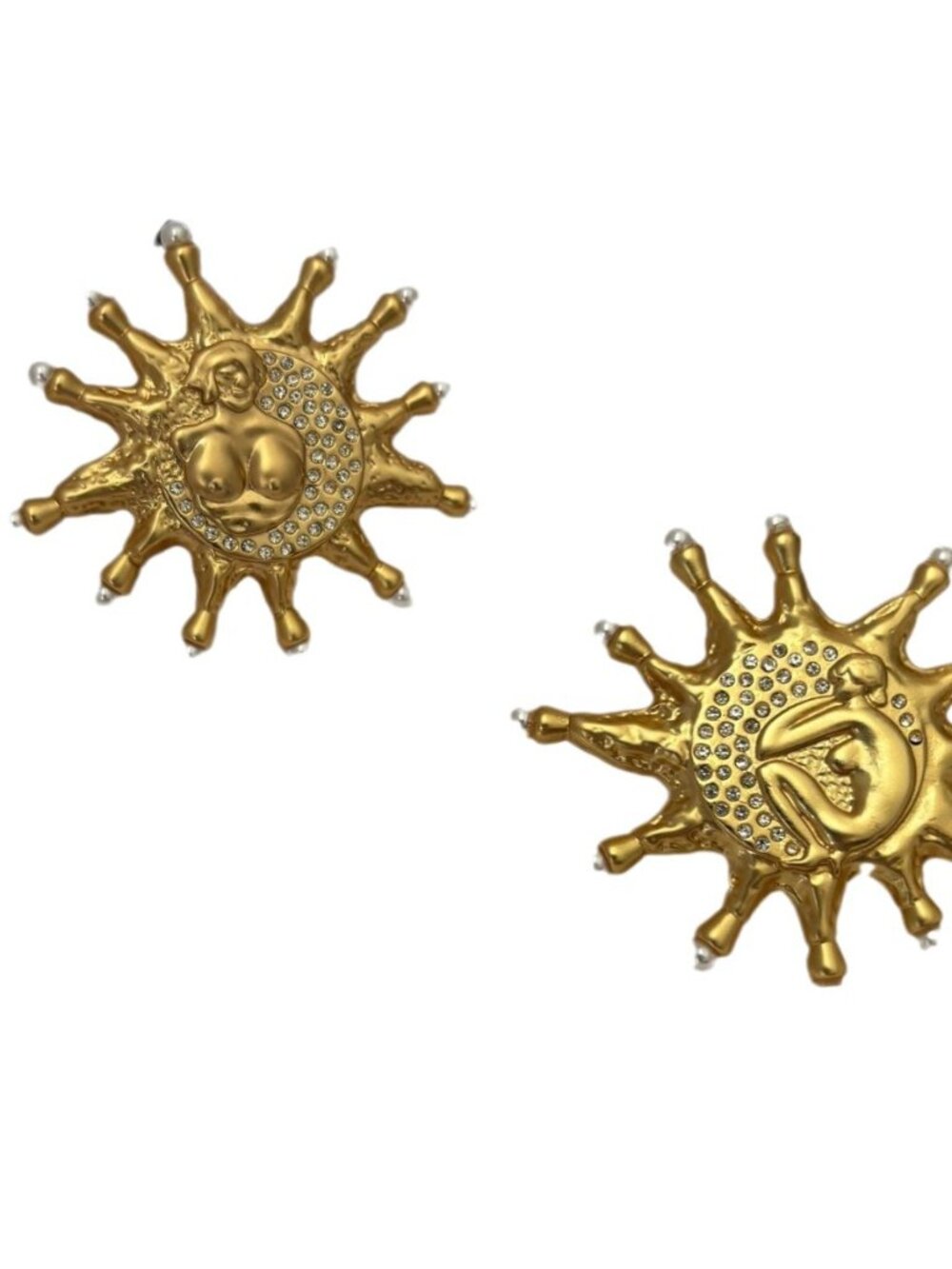 Schiaparelli Human Body Art Asymmetrical High-End Stud Earrings